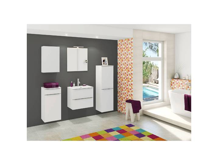 Meuble midi 40 x 135 x 35cm Blanc/Blanc mat