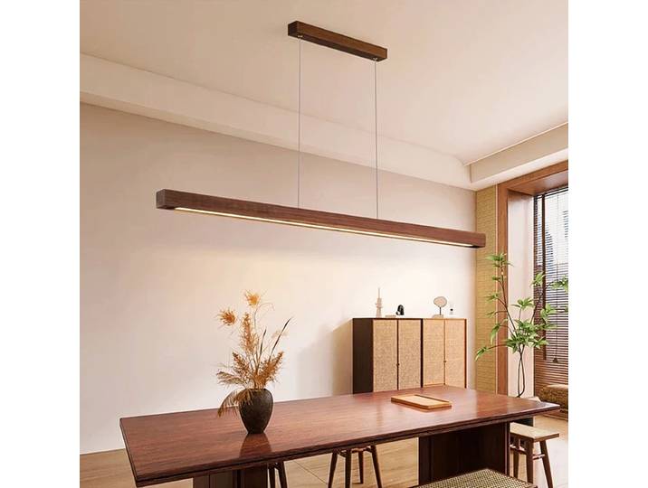 DAMIASMIL LED Suspension bois longue bande Suspension lustre pour salon salle à manger Table à manger lampe luminaire