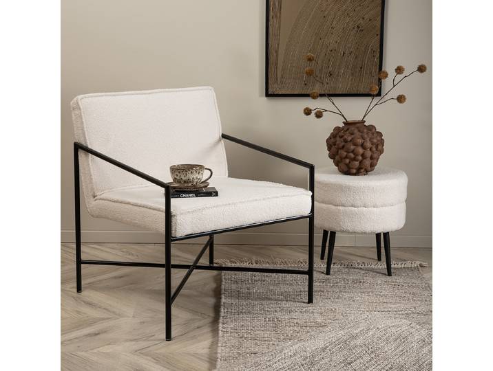 Sessel Rakel Weiß Teddystoff 65 x 78 x 72cm