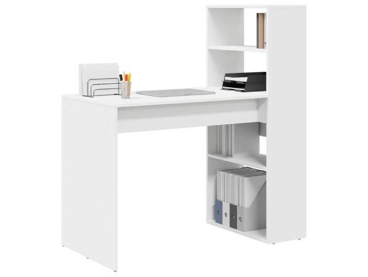 Bureau droit - GKK - Bureau informatique - avec rangement - blanc 113x54x120 cm - en bois d'ingénierie @487@