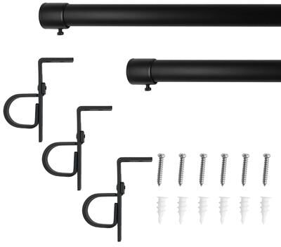 Lumi Home Furnishings "1"" dia. Drapery Single Condo Curtain Rod Set _Matte Black"