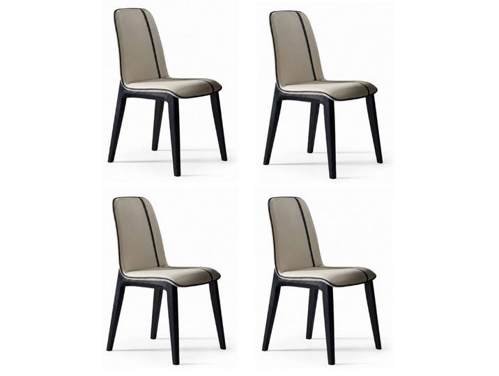 JVmoebel Sitzgruppe Skandi Esszimmerstühle 4er Set Kunstleder Beige Holz, (4-tlg., 4er-Set)