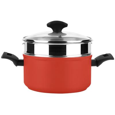 FAGOR Maxima, 20cm Induktionsdampfgarer, geschmiedetes Aluminium, PFOA-freie Antihaftbeschichtung, Edelstahl-Dampfkorb, rot