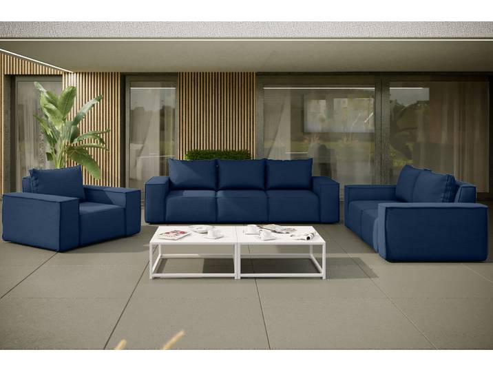 Kaiser Möbel Gartenmöbel set 3 2 1 für den Garten, Terrasse, gartenmöbel lounge set SONNE EXCLUSICVE Marineblau