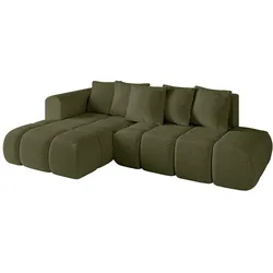 ECKSOFA Ottomane Links CLOUD-L-v1 280x185x90 Grün Bouclé