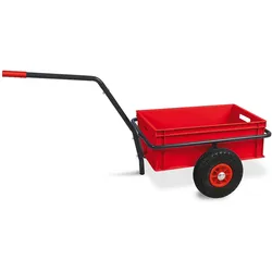 BRB Robuster Handwagen in anthrazit, belastbar bis zu 200 kg, mit 24 cm hohem Kasten in rot