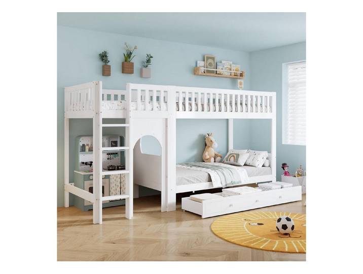 LuxusKollektion Etagenbett Etagenbett Kinder 90x200 weiß (1-St)