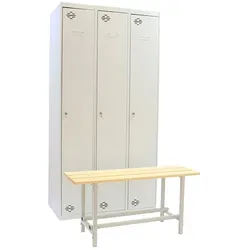 SimonRack Pack DIY zerlegter Metallspind Initial Modul + 2 zusätzliche graue 1800x1000x620 mm + Umkleidebank.