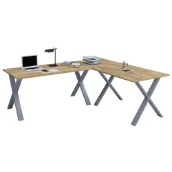 VCM VCM Holz Schreibtisch   Eckschreibtisch schlicht   160x130   L Form links oder rechts   Arbeitstisch Platte 50 cm tief   Computertisch Büromöbel - Lona X
