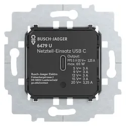 Busch-Jaeger BUSCH-JÄGER 6479 U (20 W, 1 Port), USB Ladegerät, Schwarz