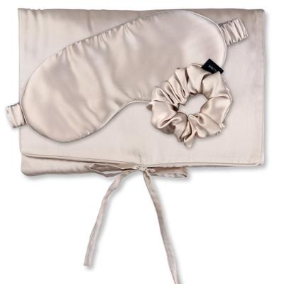 Seidentuch AILORIA "Tasche, Schlafmaske & Scrunchie M aus Seide TRAVEL SET BEAUTY M", Damen, beige, Obermaterial: 100% Seide silk., Modetücher