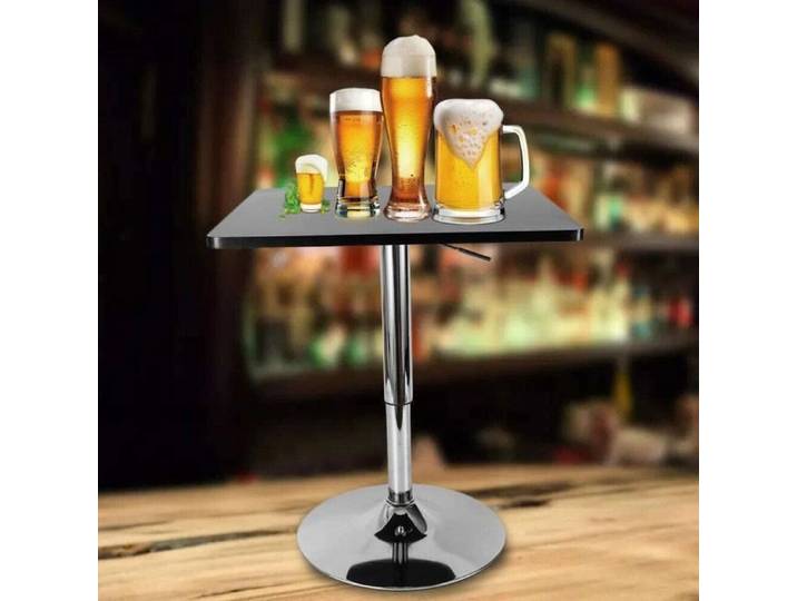 60x60 cm Table Haute de Bar Mange-Debout Table de Bar carrée réglable en Hauteur Table Haute avec piètement en Acier Inoxydable