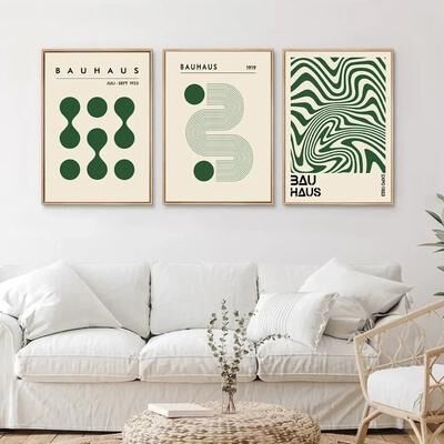 Uplifted Finds Bauhaus Poster Set Modern Abstract Geometric Wall Decoration 40 X 60 Cm orange