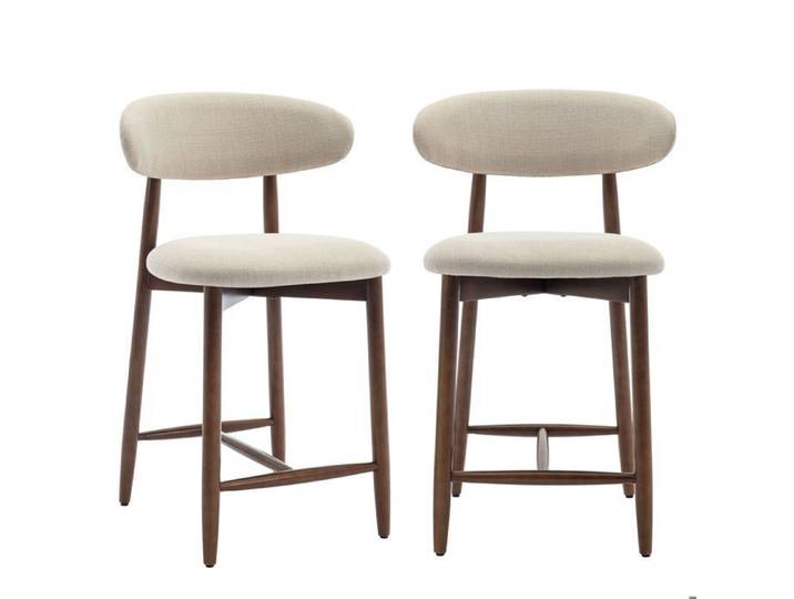 COLAMY Lot de 2 Tabourets de Bar en Tissu Confortable avec Pieds en Bois – Style Moderne Cuisine