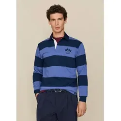 Hackett London für Herren. HM5700027 Rugby-Polohemd Lrc Bk Patch, blau (M), Lässig, Baumwolle, Langarm
