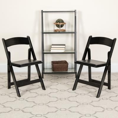 Flash Furniture Wood Folding Chair with Vinyl Padded Seat (Set of 2)