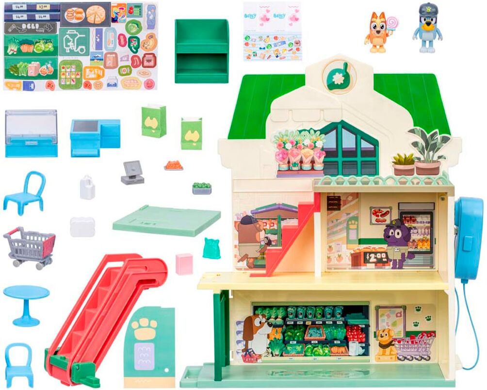 Spielwelt MOOSE "Bluey: Let's Play Chef Supermarkt", bunt, Spielfigurenwelten, Kinder, Spielwelt, mit Soundeffekten