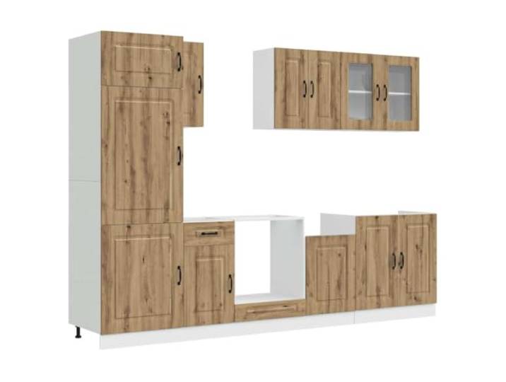 Kalmar Küchenschrank-Set, 8-teilig, Holz Verstellbare Füße, viele Fächer, glatte Oberfläche, resistent gegen Feuchtigkeit, Rissbildung, feuchtes Tuch