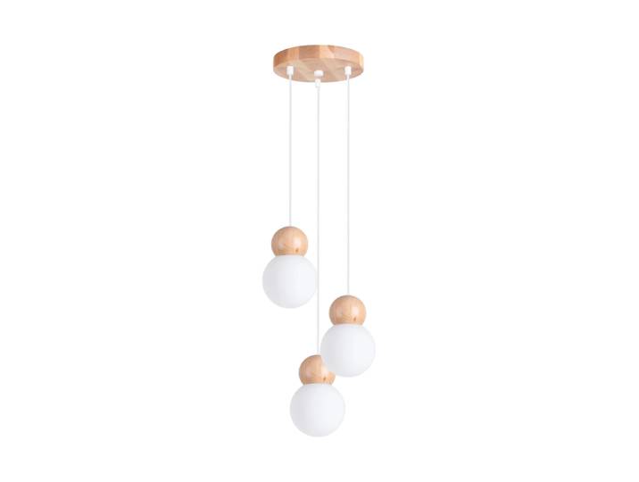 Design Pendellampe „Pekka“ - 3-flammig Weiss / Naturholz Sollux Lighting