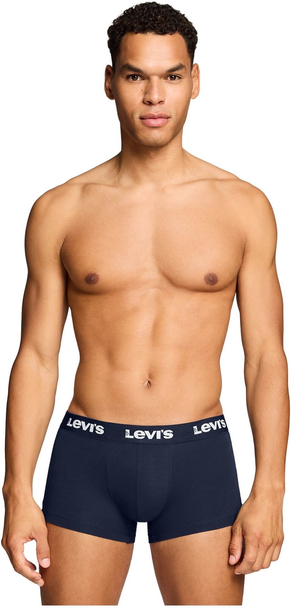 Boxershorts LEVI'S "Boxershort Repeat Logo Trunk 2P 2er Pack", Herren, Gr. L, blau (dunkelblau), Obermaterial: 95% Baumwolle CO. 5% Elasthan EL., Unterhosen