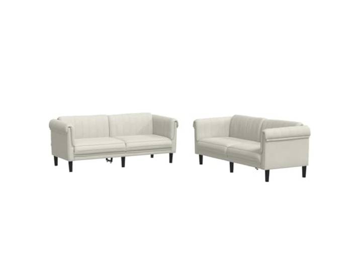 Todiikf 2-TLG. Sofagarnitur Creme Samt Couch Garnitur 2er und 3er Sofa Elegantes Polstermöbel Set für Wohnzimmer und Büro, weicher Samtbezug mit stabiler Holzkonstruktion in Creme