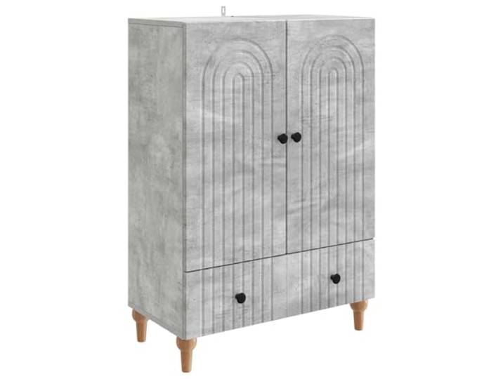 TEKGHUT Sideboard Betongrau 66 x 34,5 x 95 cm Holzwerkstoff Regale und Schubladen, Türen mit Scharnieren, leichtgängig, Wohnzimmer, Esszimmer, Homeoffice, feuchtes Tuch