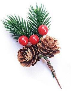 Discount Dollar Deals Simulation Flower Pine Tree, Christmas Pine Needle Box, Branches With Pine Cones, Packaging Gift Decor double Fruit 1pc