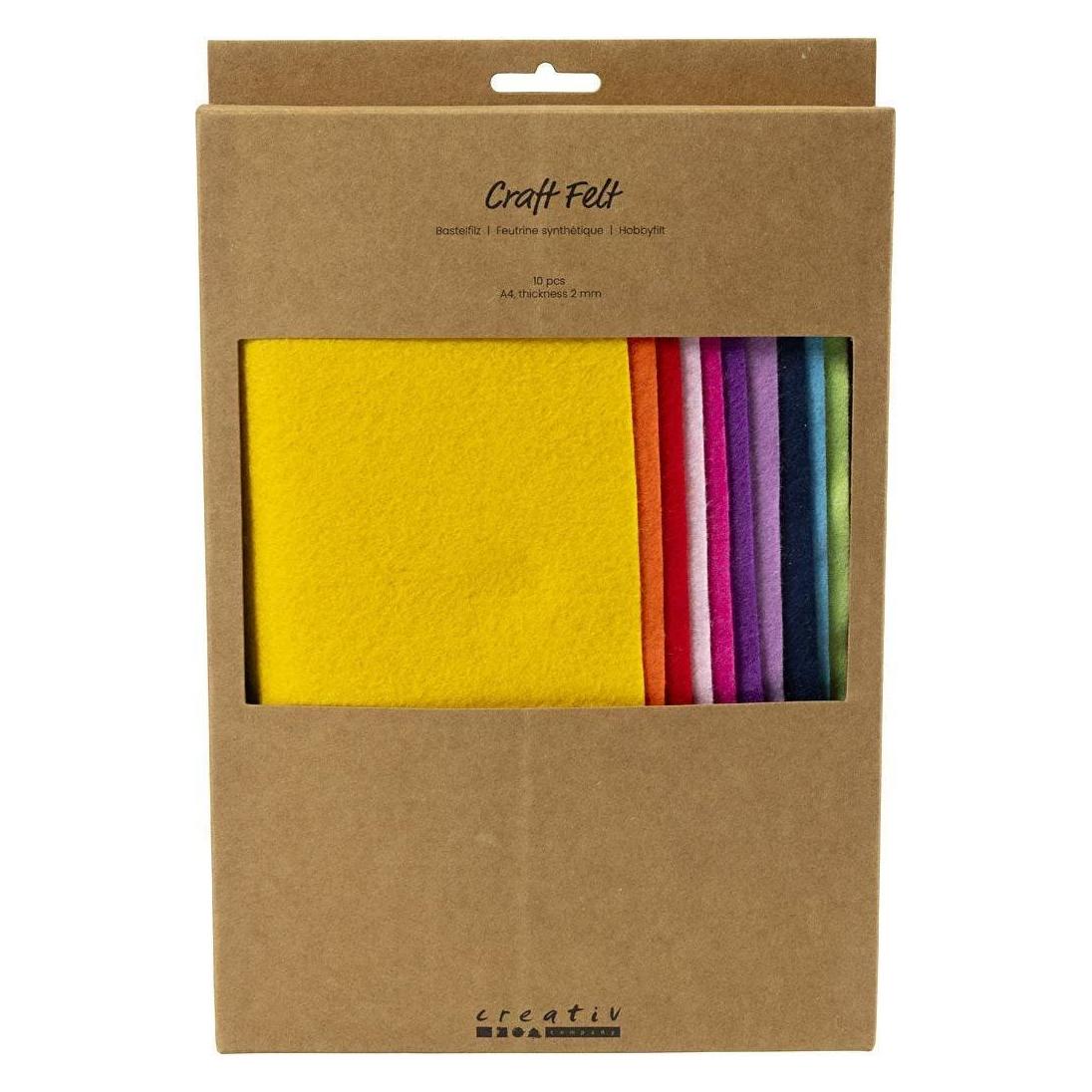 Creativ Company Bastelfilz 10 Stück, Sortiert, Sortierte Farben (29.70 x 21 cm) (45531)