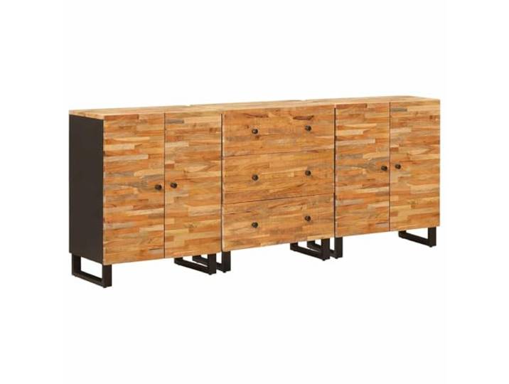 GPWERSDF Sideboard 3 STK. 60 x 33 x 75 cm Massivholz Mango Braun Massivholz Mango, schwarze Metallbeine, modernes Design, Wohnzimmer, Aufbewahrung