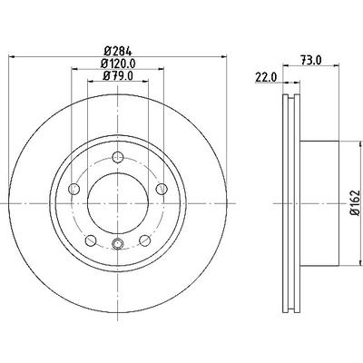 Hella Bremsscheibe Vorderachse Belüftet [Hersteller-Nr. 8DD355118-031] für BMW