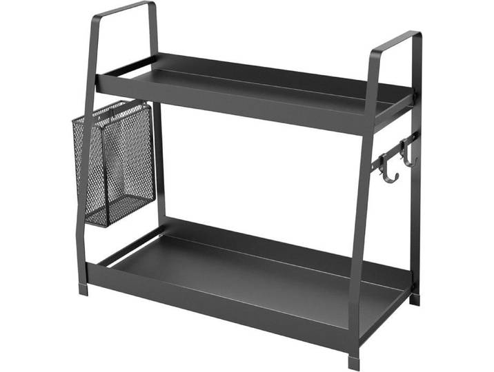 Étagère À Épices À 2 Niveaux Pour Comptoir Étagère De Rangement En Métal Pour La Cuisine Étagère Verticale Pour Pots D'Assai[AT379]