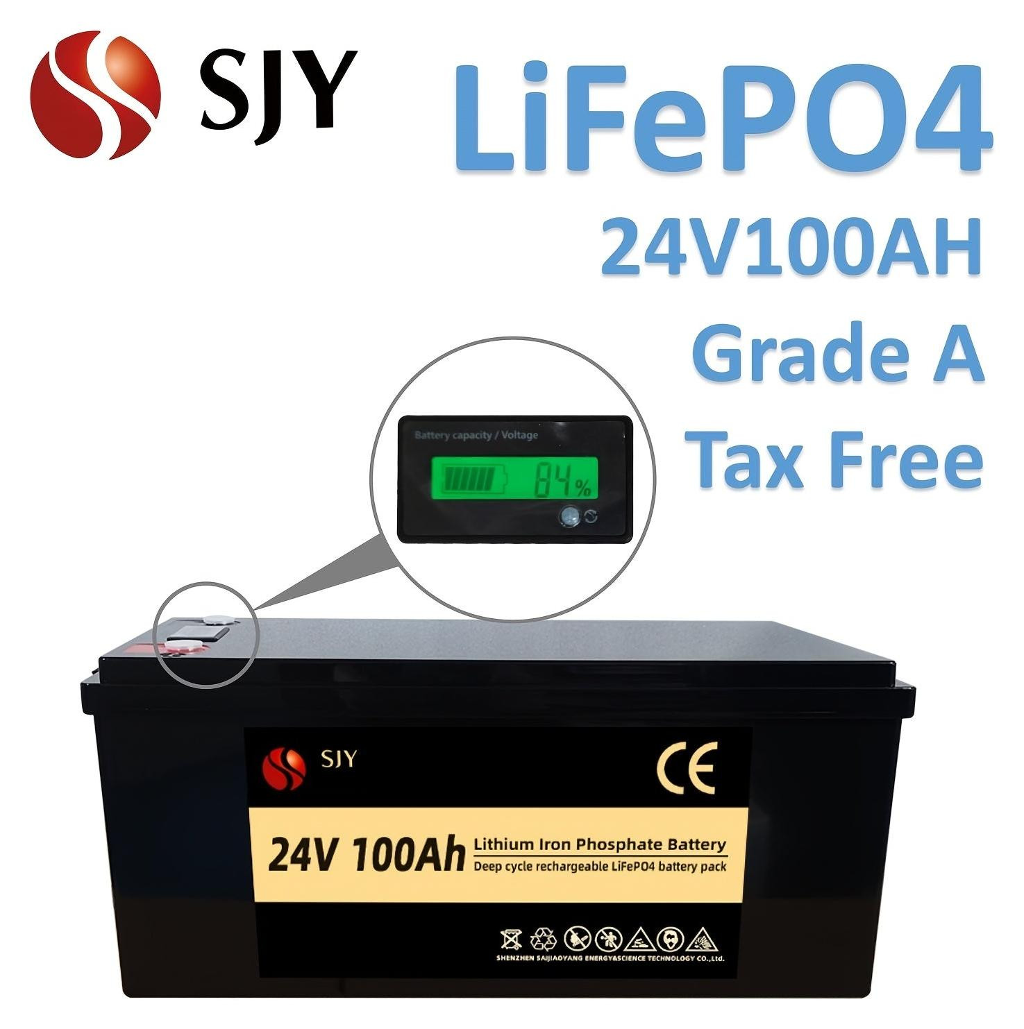Selius 24V 100Ah LiFePO4 lithium ijzerfosfaat accu met 100A BMS voor zonne- en bootsystemen
