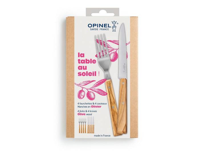 Opinel Besteck-Set Opinel LA TABLE AU SOLEI Set, 4 Gabeln + 4 Messer, Olive (1-tlg)
