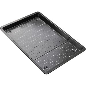 Zenker Backblech Black Metallic, schwarz, gelochtes Stahlblech, 37-52 x 33 cm, Rand 3 cm hoch, antihaftbeschichtet, ausziehbar