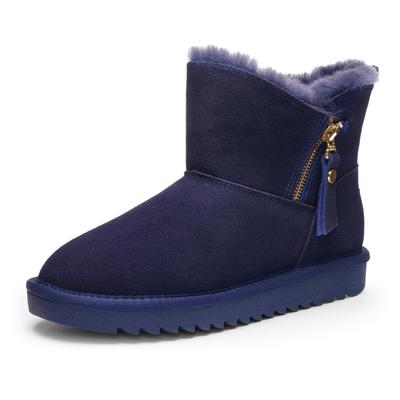 Winterboots ARA "ALASKA Short Zip", Damen, Gr. 38, Lammfell, blau (ozean short zip), Lammfell, Veloursleder, unifarben, Schuhe Winterboots, Stiefel aus echtem Lammfell, G-Weite (weit)