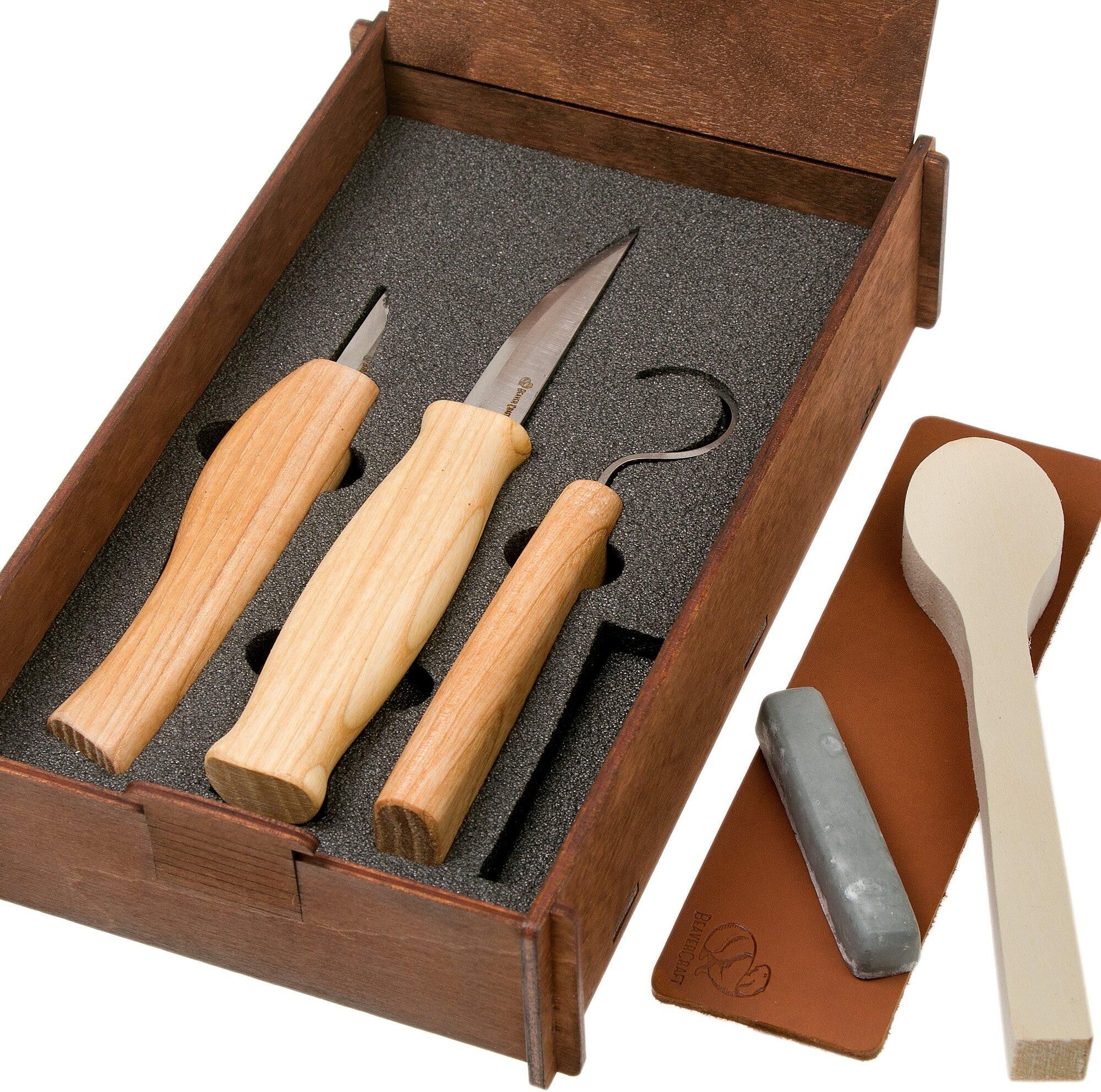 Zestaw do rzeźbienia BeaverCraft Spoon Carving Tool Set S13BOX w pudełku upominkowym