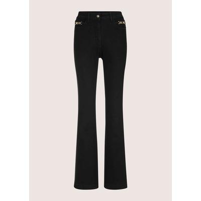 Regular-fit-Jeans MADELEINE "Bootcut-Jeans Bootcut-Jeans mit Kettendetails", Damen, Gr. 42, N-Gr, schwarz (schwarz denim), Obermaterial: 98% Baumwolle CO. 2% Elasthan EL., Jeans