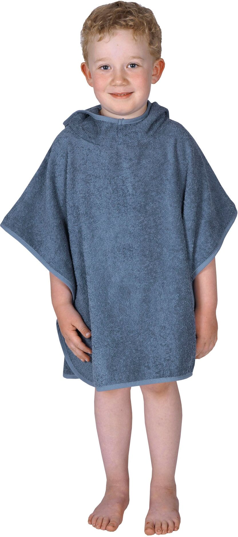 Badeponcho WÖRNER "Uni", blau (dunkelblau), L:60cm, Frottier, Hausmäntel, Badeponcho, maschinenwaschbar, trocknergeeignet dunkelblau L: 60cm