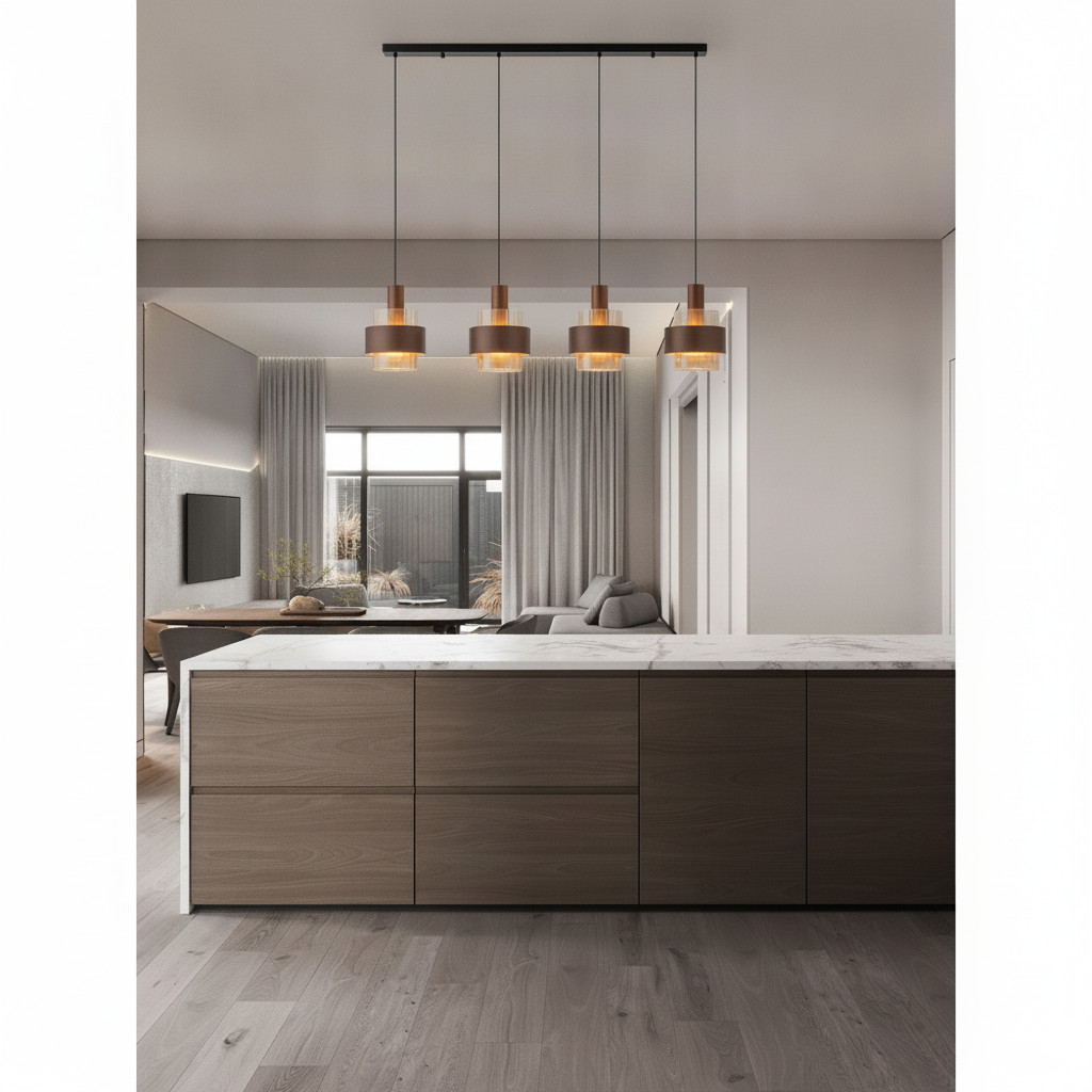 Lyora Moderne hanglamp Serena 4-lichts koffie bruin