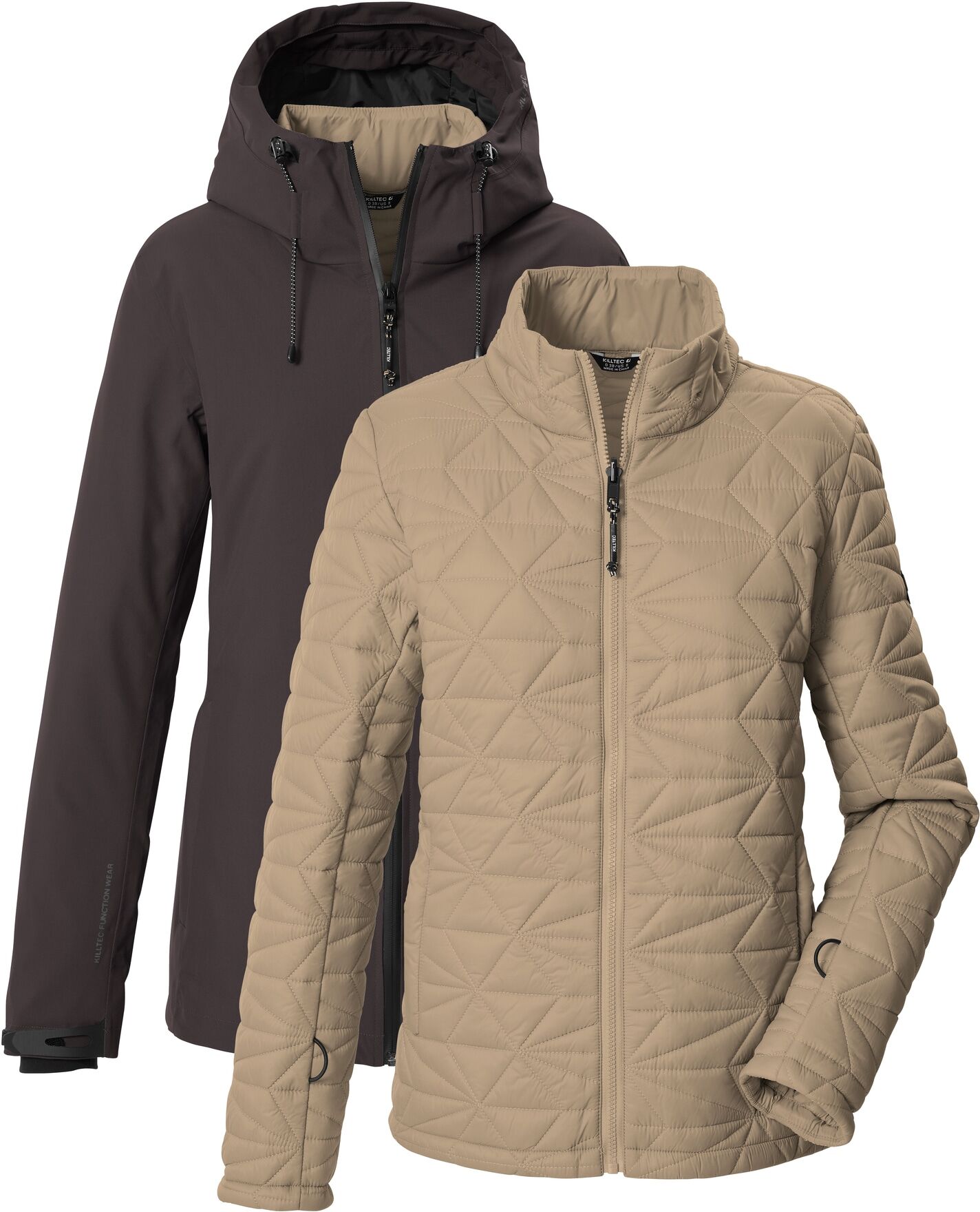 3-in-1-Funktionsjacke KILLTEC "KOW 20 WMN JCKT", Damen, Gr. 40, ebenholz, Web, Obermaterial: 100% Polyester. Obermaterial 2: 100% Polyamid. Futter: 100% Polyamid. Futter 2: 100% Polyamid. Wattierung: 100% Polyester, unifarben, mit Riegel Bündchen, Jacken 