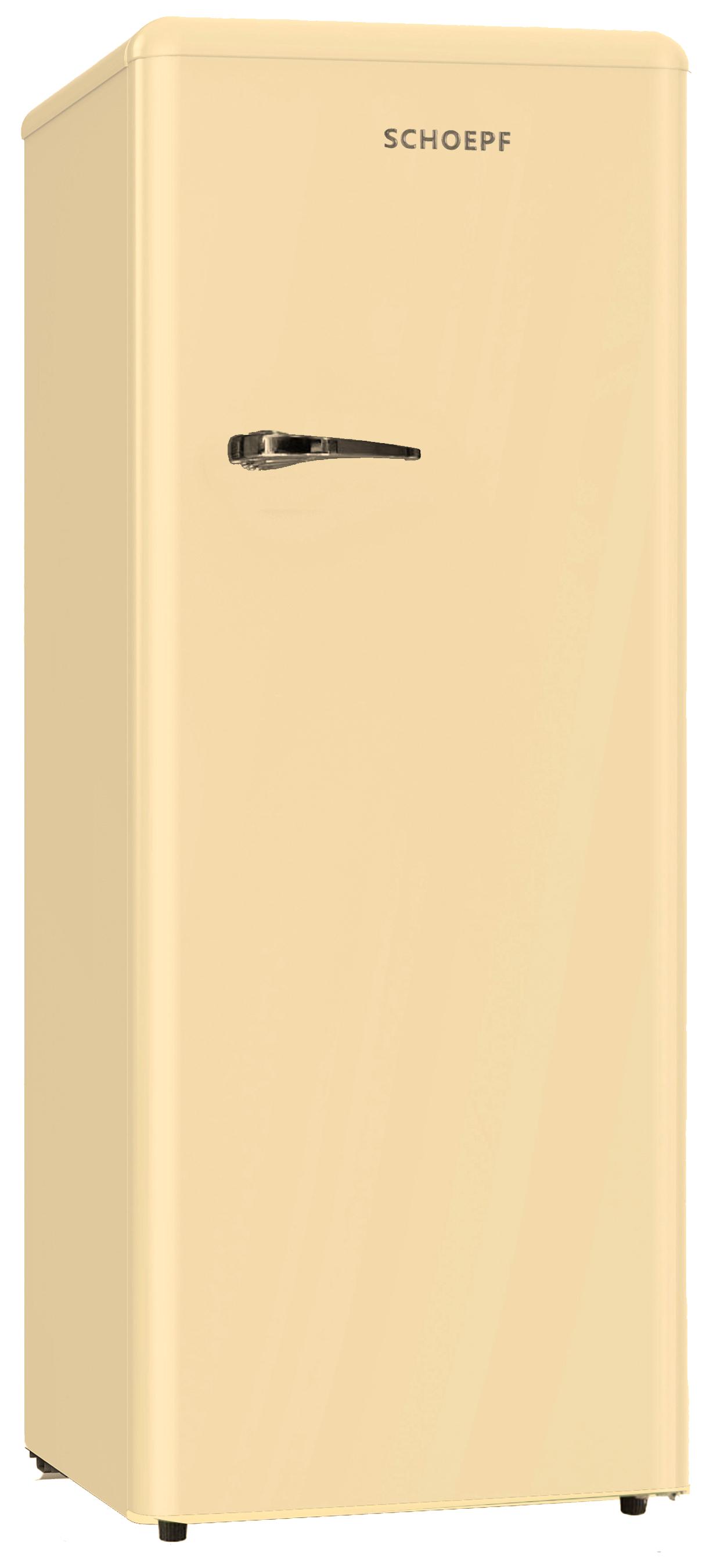 SCHOEPF Retro Vollraumkühlschrank / RKS245CR / Creme / 238 Liter Nutzinhalt / Vintage Style / LED-Beleuchtung / Retro Kühlschrank