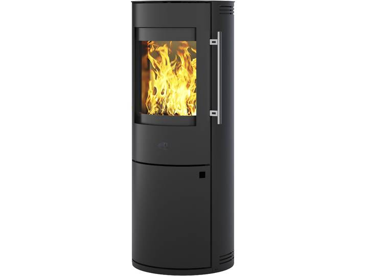 Kaminofen KLEINING »LUGANO« schwarz, 6 kW, Dauerbrand, gebogene Sichtscheibe , schwarz, Kaminöfen, Kaminofen