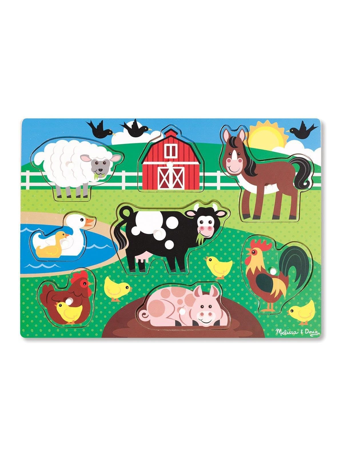 Melissa & Doug Wooden Peg Puzzle Farm Animals