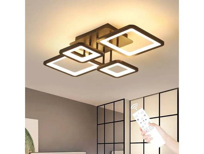 Plafonnier LED moderne, plafonnier à intensité variable 54W avec télécommande 3000K-6500K, plafonnier au design rectangulaire créatif