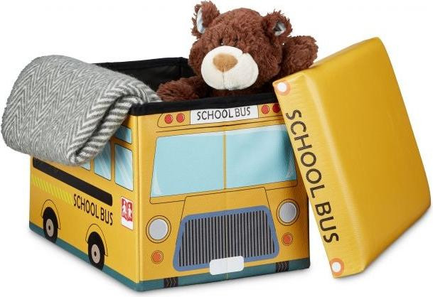 Opvouwbare opbergdoos voor kinderspeelgoed van kunstleer en textiel in de kleur solid