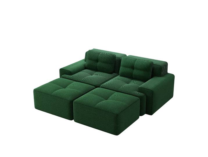 Elvmi Canapé Modulable En U Avec Assise Profonde\, Dossier Courbé Et Accoudoirs Larges\, En Côtelé Vert
