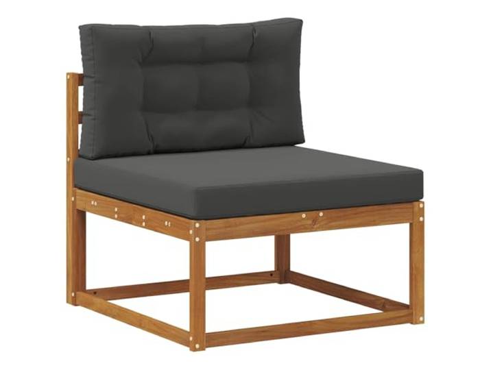 KTHLBRH Sofa-Set für den Außenbereich, 6-teilig, Akazienholz Modulares, abnehmbares Kissen, Lattenrost-Design, Natur und Anthrazit
