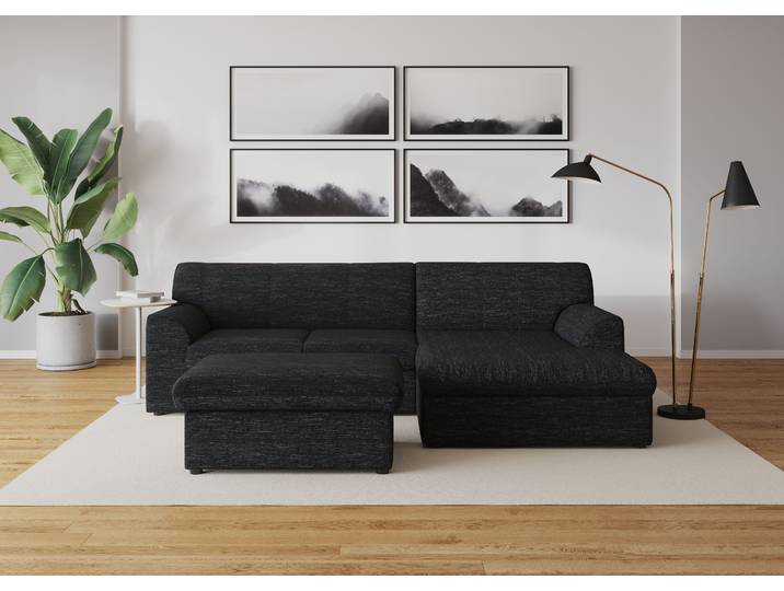 Ecksofa, Struktur, Anthrazit, 245×155 cm, Recamiere Rechts, Klassisch, Domo-Collection
