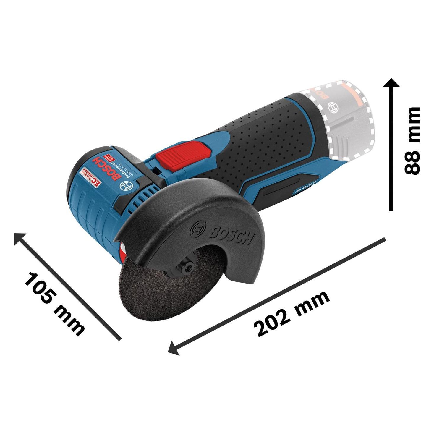 Bosch Hausgeräte Akku-Winkelschleifer GWS 12V-76 Ø 76 mm / 2x 2,0 Ah Akku + Ladegerät in L (76 mm) (06019F2003-25)