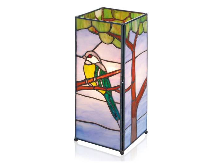 Tiffany tafellamp Serafina, multicolor, Woon-/ Eetkamer, metaal, Tiffany, tafellamp